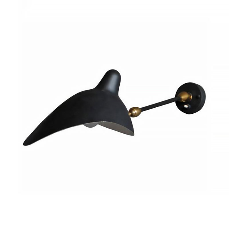 1/3-Light Living Room Wall Sconce Light with Duckbill Metallic Shade Black Finish Adjustable Wall Lamp
