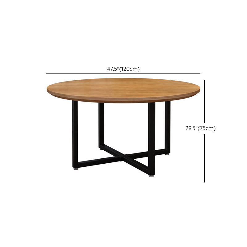 Metal Modern Round Indoor Table Pine Wood Top Table for Dining Room