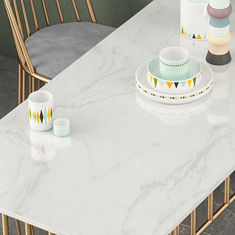 Luxury Stone Dining Table for Restaurant Rectangle Table with Metal Base