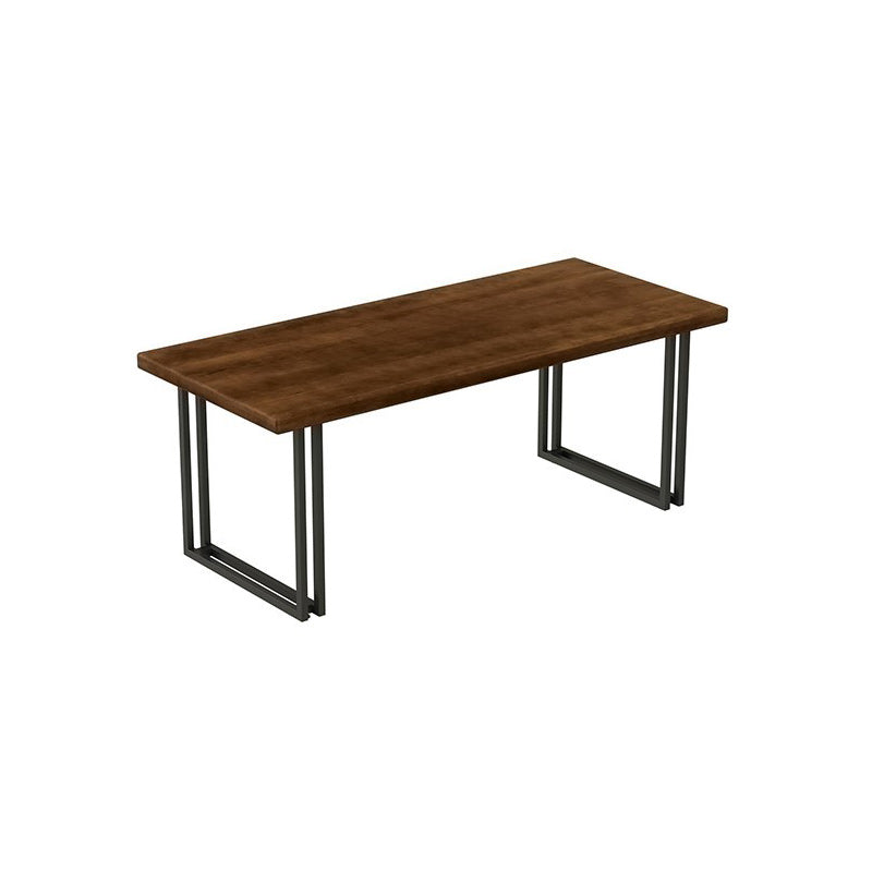 Solid Wood Indoor Dining Table for Restaurant Industrial Wood Table with Metal Base