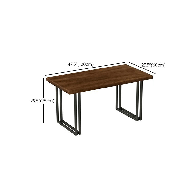 Solid Wood Indoor Dining Table for Restaurant Industrial Wood Table with Metal Base