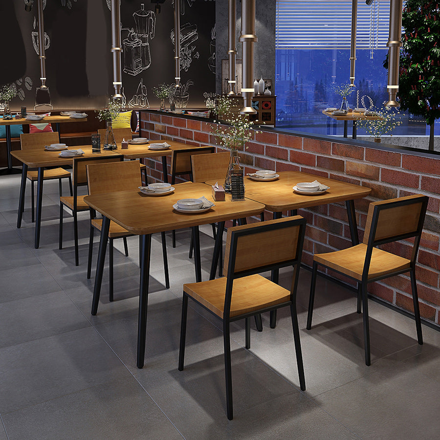 Solid Wood Dining Table for Restaurant Industrial Table with 4 Legs