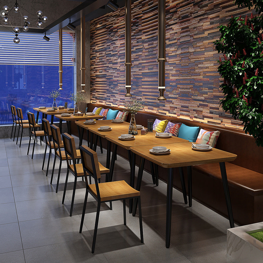 Solid Wood Dining Table for Restaurant Industrial Table with 4 Legs