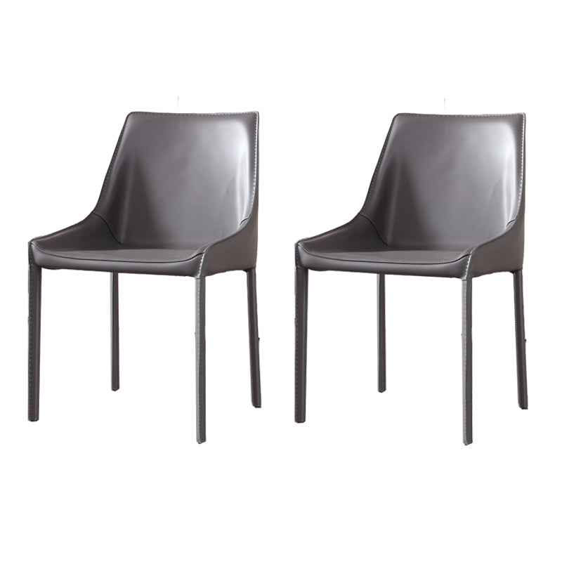 Contemporary Metal Dining Room Chair Arm Leather Side Chair for Dining Room