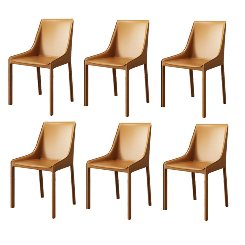 Contemporary Metal Dining Room Chair Arm Leather Side Chair for Dining Room