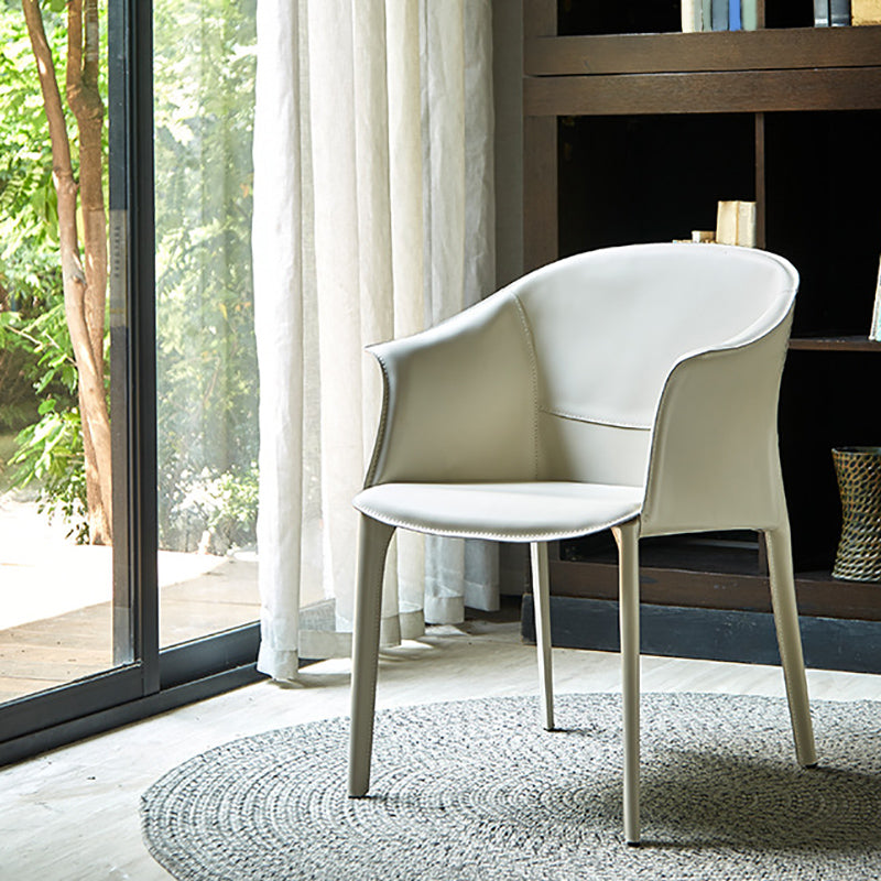 Modern Style Metal Dining Chairs Leather Arm Dining Room Chairs for Home Use
