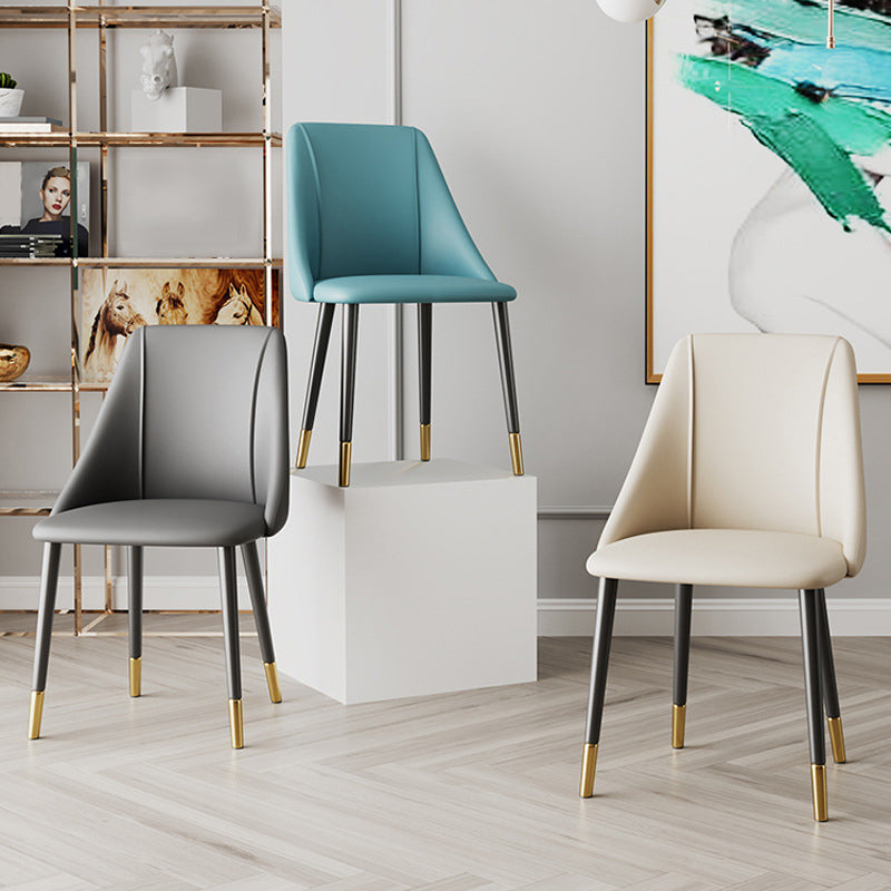 Luxurious Upholstered Armless Chair Leather Chair with Metal Base for Dining Room