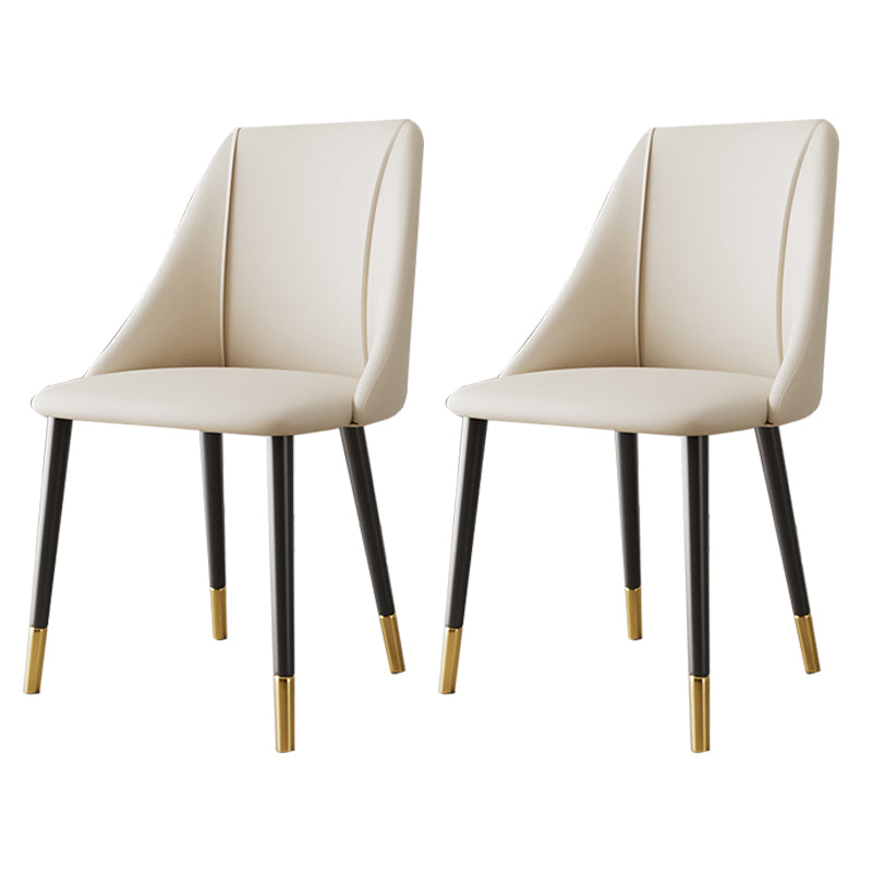 Luxurious Upholstered Armless Chair Leather Chair with Metal Base for Dining Room