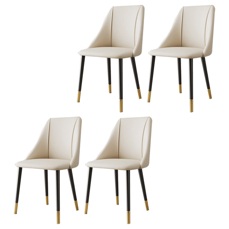 Luxurious Upholstered Armless Chair Leather Chair with Metal Base for Dining Room