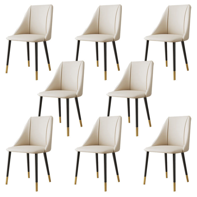 Luxurious Upholstered Armless Chair Leather Chair with Metal Base for Dining Room