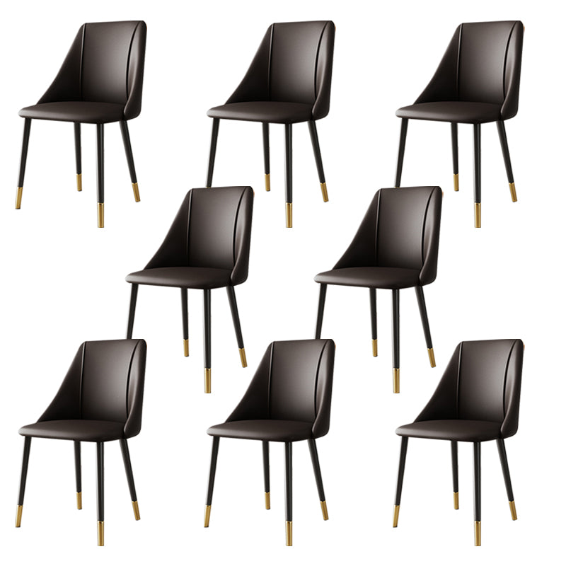 Luxurious Upholstered Armless Chair Leather Chair with Metal Base for Dining Room