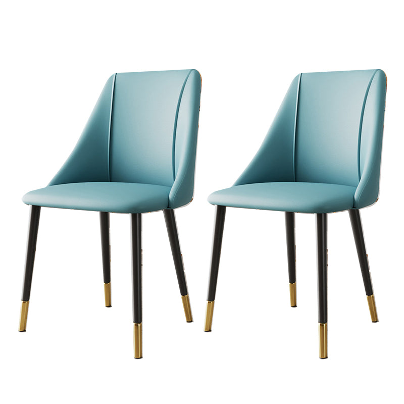 Luxurious Upholstered Armless Chair Leather Chair with Metal Base for Dining Room