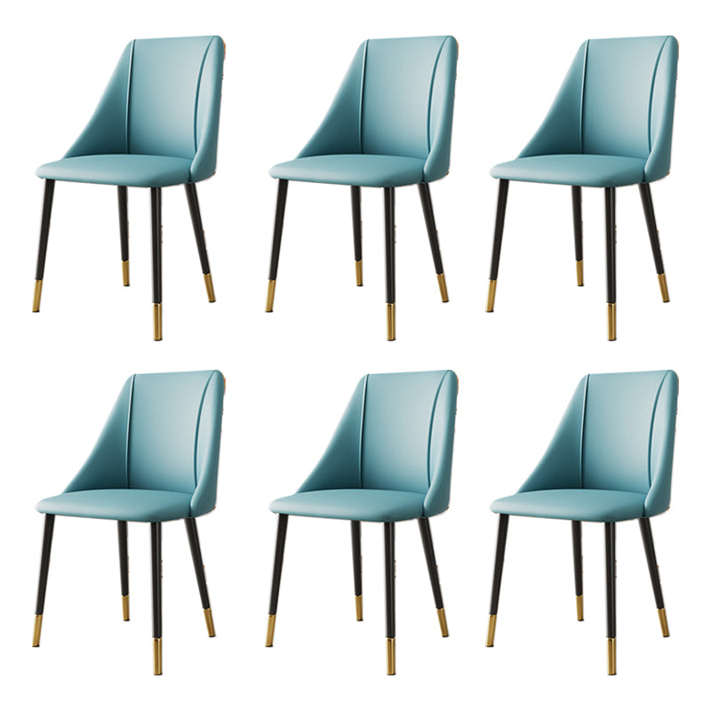 Luxurious Upholstered Armless Chair Leather Chair with Metal Base for Dining Room