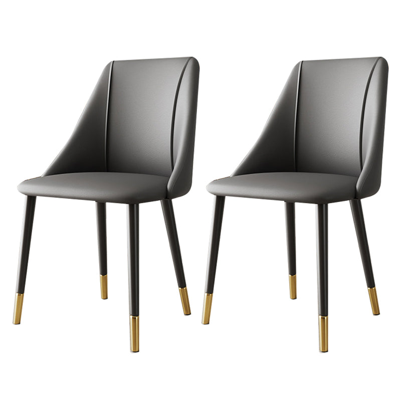 Luxurious Upholstered Armless Chair Leather Chair with Metal Base for Dining Room