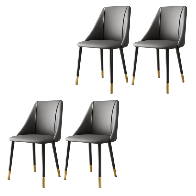 Luxurious Upholstered Armless Chair Leather Chair with Metal Base for Dining Room