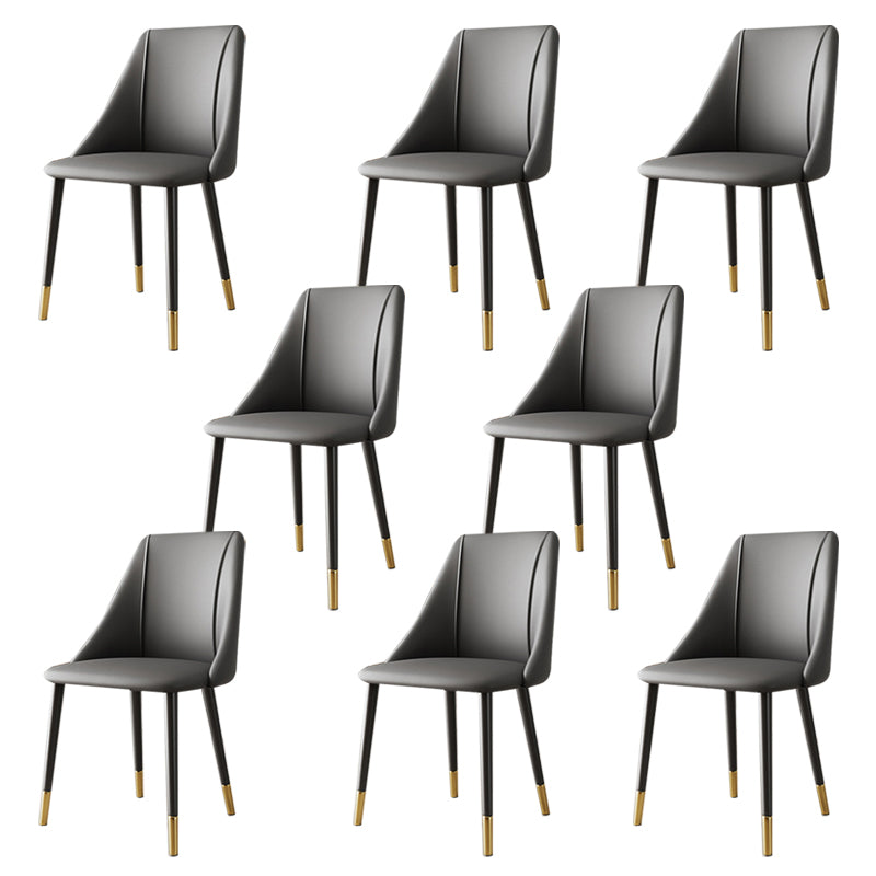 Luxurious Upholstered Armless Chair Leather Chair with Metal Base for Dining Room