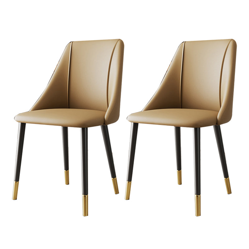 Luxurious Upholstered Armless Chair Leather Chair with Metal Base for Dining Room