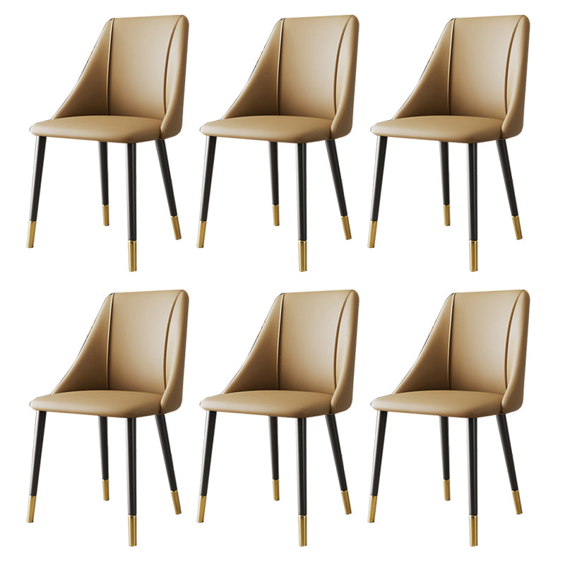 Luxurious Upholstered Armless Chair Leather Chair with Metal Base for Dining Room