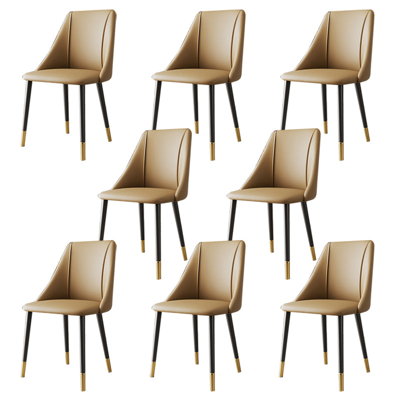 Luxurious Upholstered Armless Chair Leather Chair with Metal Base for Dining Room