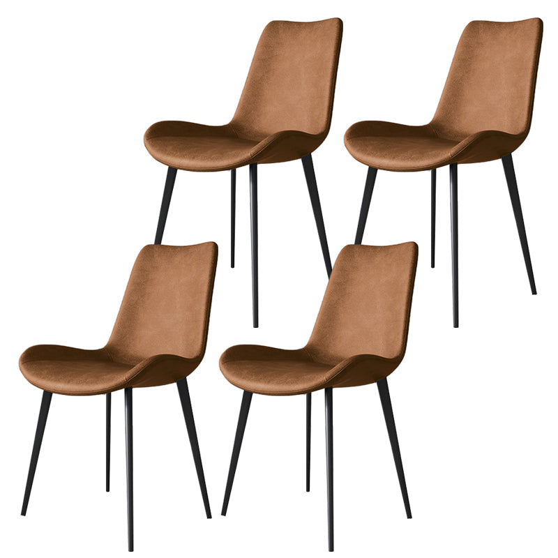 Modern Leather Armless Dining Chairs Metal Dining Chair for Home Use