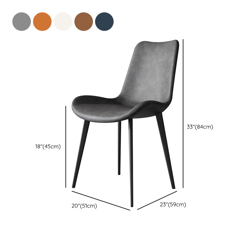 Modern Leather Armless Dining Chairs Metal Dining Chair for Home Use