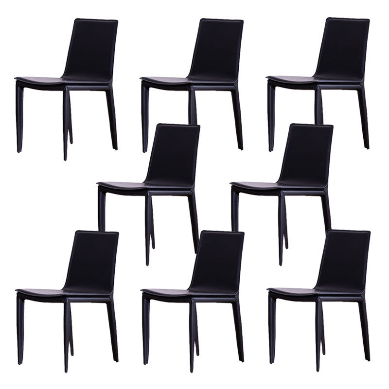 Contemporary Metal Dining Room Chair Armless Leather Side Chair