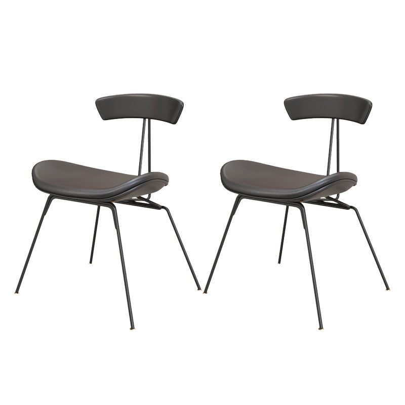 Industrial Style Armless Chair Open Back Side Leather Chair with Metal Base