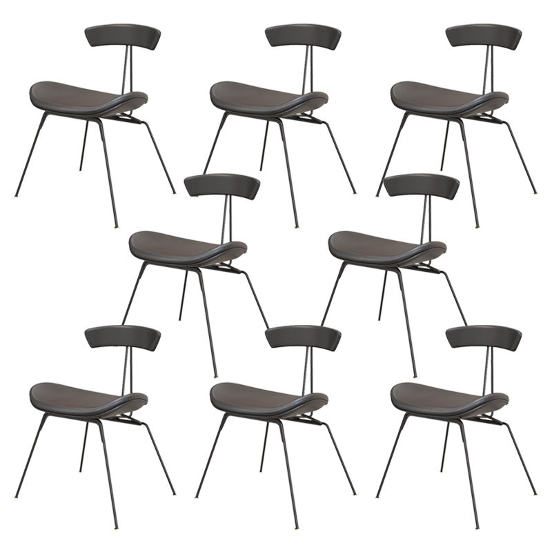 Industrial Style Armless Chair Open Back Side Leather Chair with Metal Base