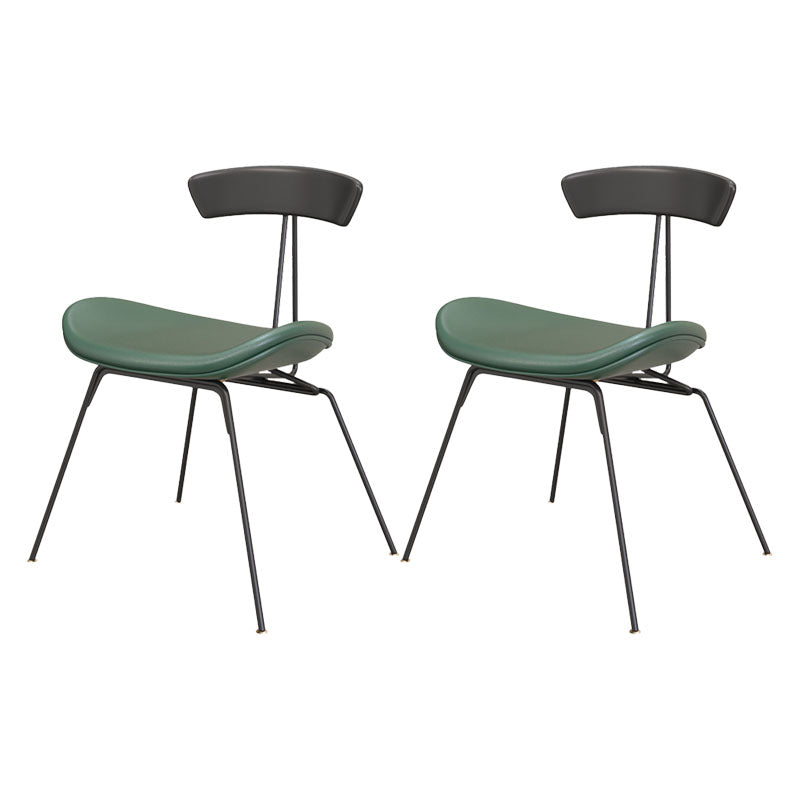 Industrial Style Armless Chair Open Back Side Leather Chair with Metal Base