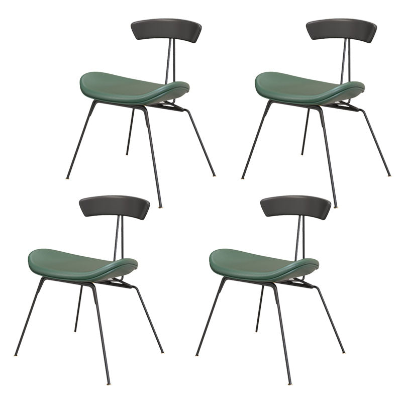 Industrial Style Armless Chair Open Back Side Leather Chair with Metal Base