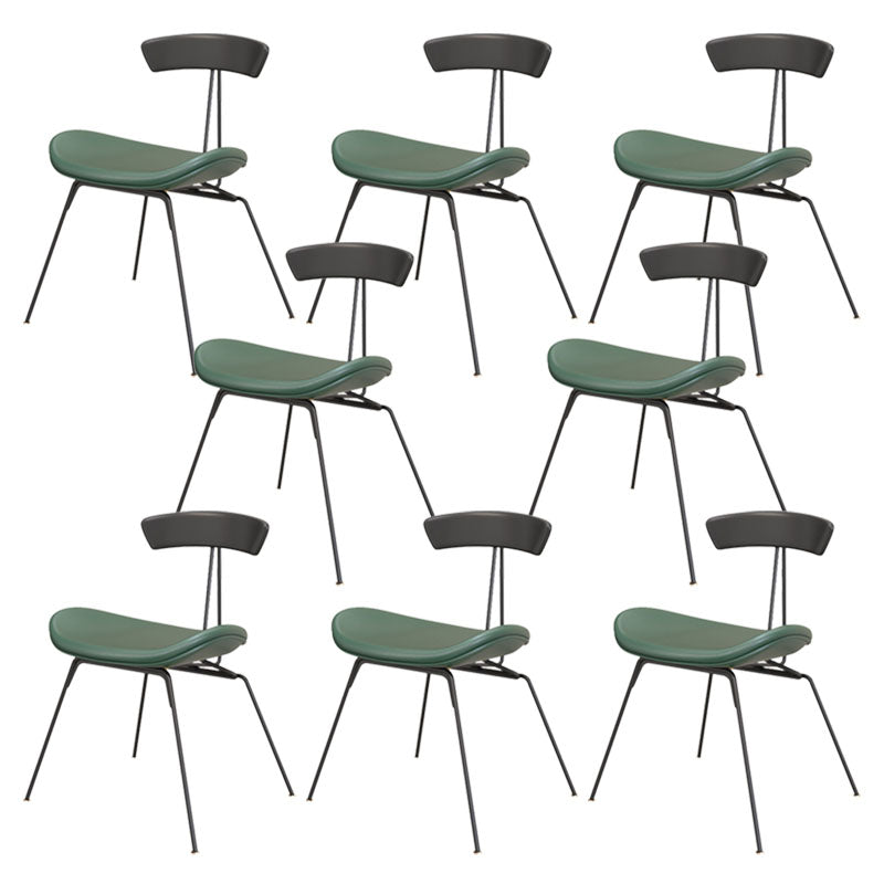 Industrial Style Armless Chair Open Back Side Leather Chair with Metal Base