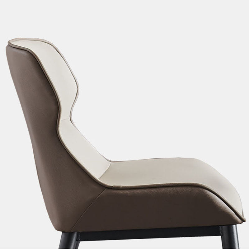 Contemporary Metal Dining Room Chair Arm Faux Leather Side Chair