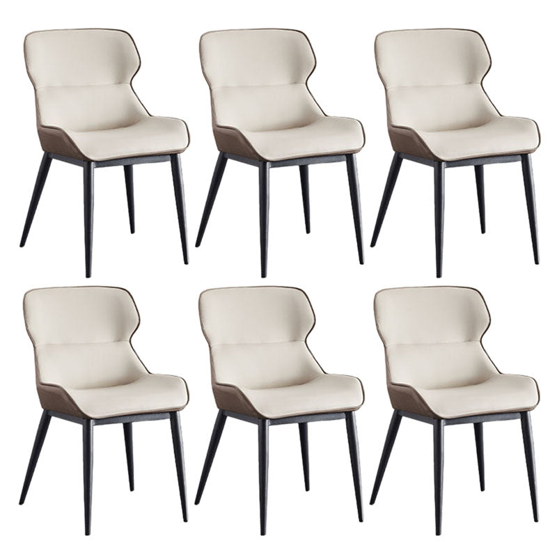 Contemporary Metal Dining Room Chair Arm Faux Leather Side Chair
