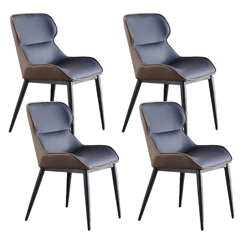 Contemporary Metal Dining Room Chair Arm Faux Leather Side Chair