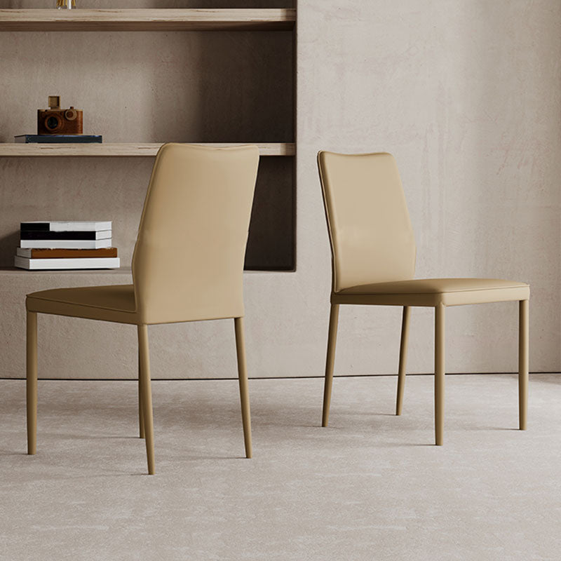 Designer Style Armless Chair Leather Parsons Back Side Chair for Restaurant