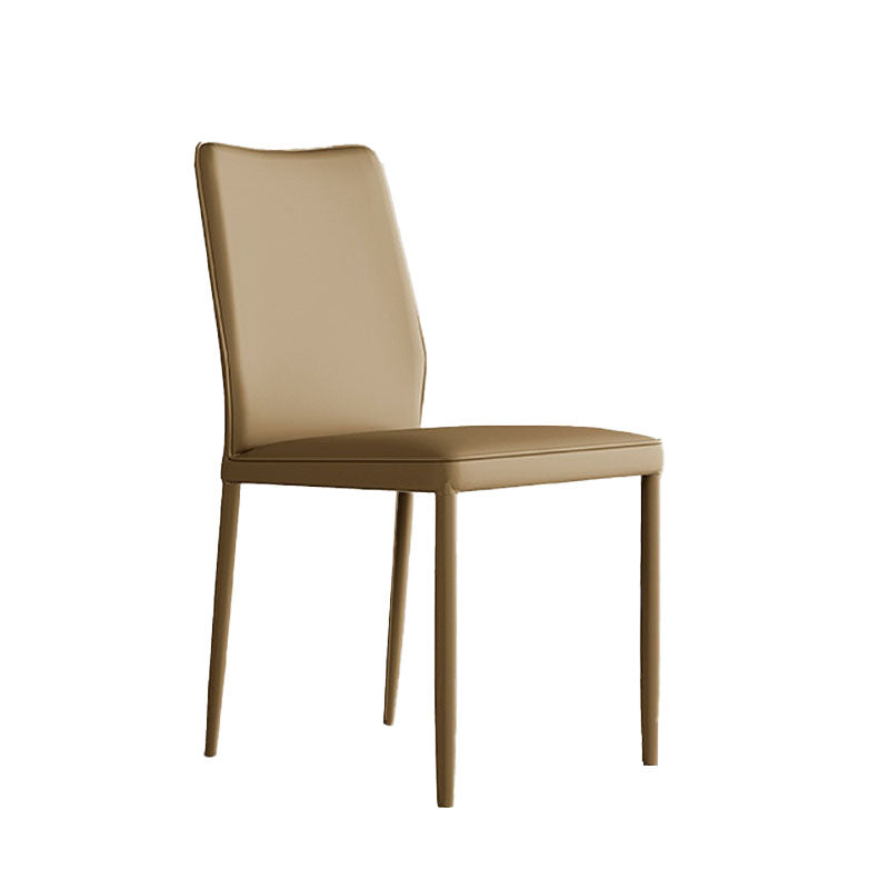 Designer Style Armless Chair Leather Parsons Back Side Chair for Restaurant