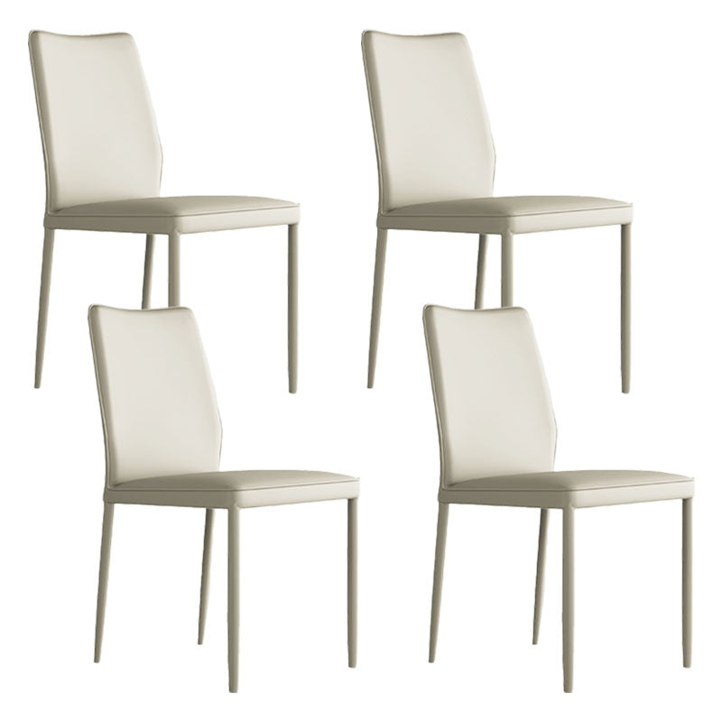 Designer Style Armless Chair Leather Parsons Back Side Chair for Restaurant