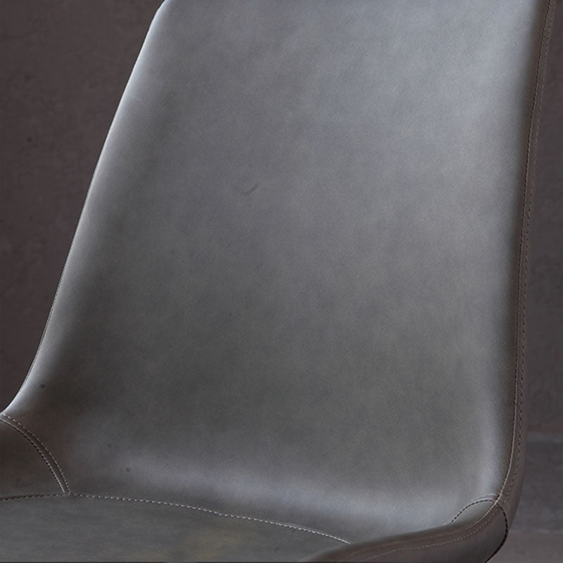 Contemporary Metal Dining Room Chair Armless Faux Leather Side Chair