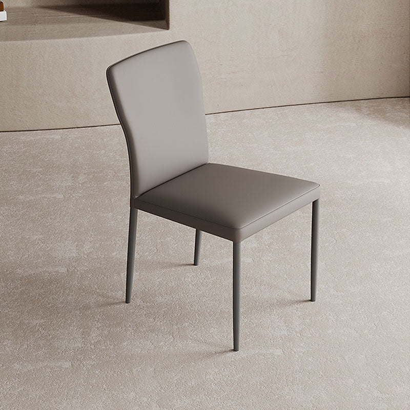 Designer Style Armless Chair Leather Parsons Back Chair for Restaurant