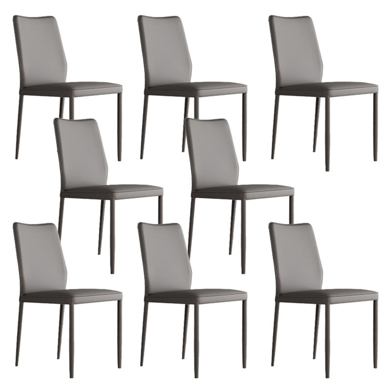 Designer Style Armless Chair Leather Parsons Back Chair for Restaurant