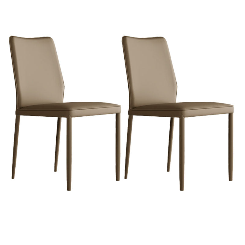 Designer Style Armless Chair Leather Parsons Back Chair for Restaurant