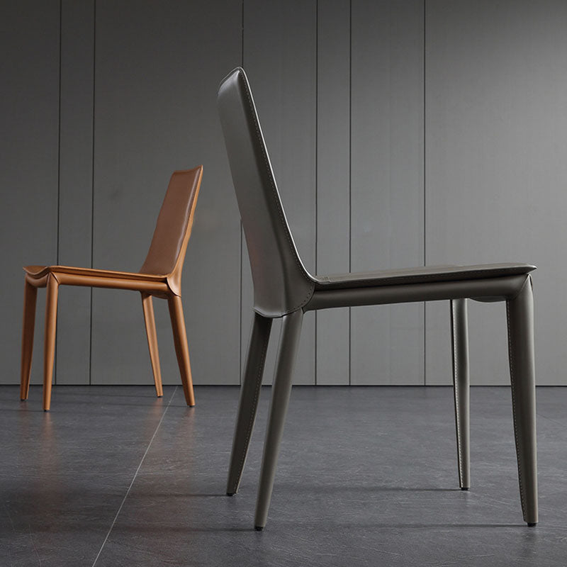 Contemporary Metal Dining Room Chair Armless Leather Dining Chair for Home Use