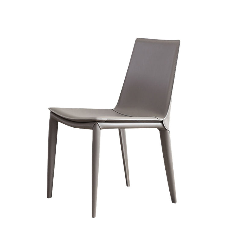 Contemporary Metal Dining Room Chair Armless Leather Dining Chair for Home Use