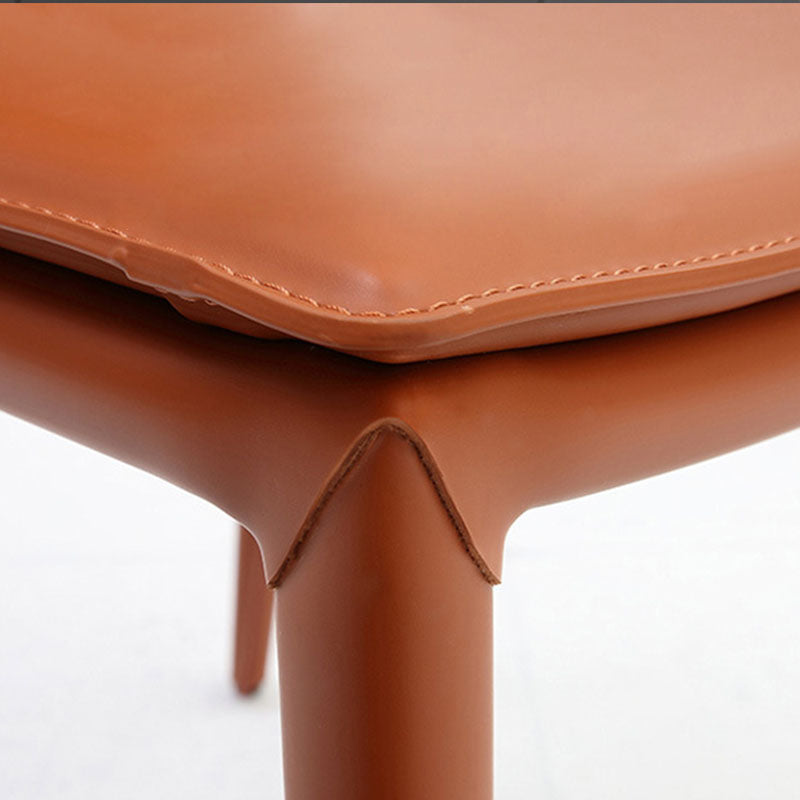 Contemporary Metal Dining Room Chair Armless Leather Dining Chair for Home Use