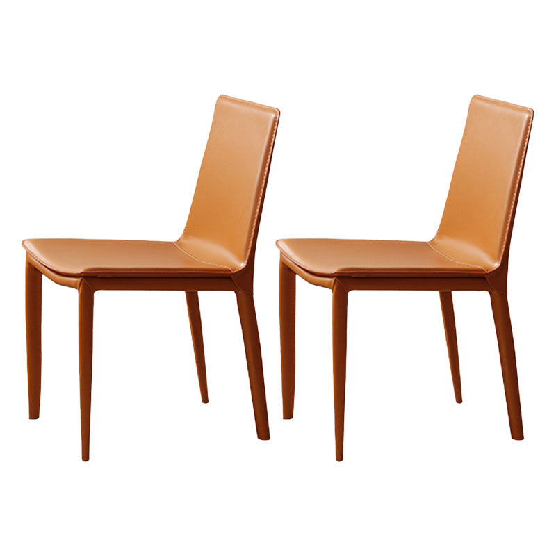 Contemporary Metal Dining Room Chair Armless Leather Dining Chair for Home Use