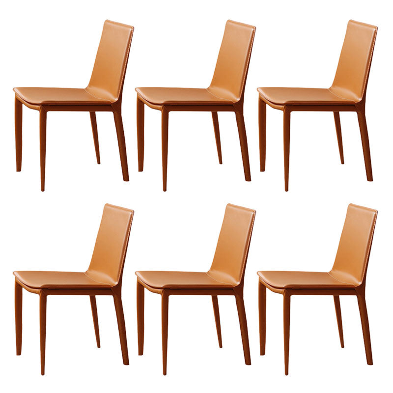 Contemporary Metal Dining Room Chair Armless Leather Dining Chair for Home Use