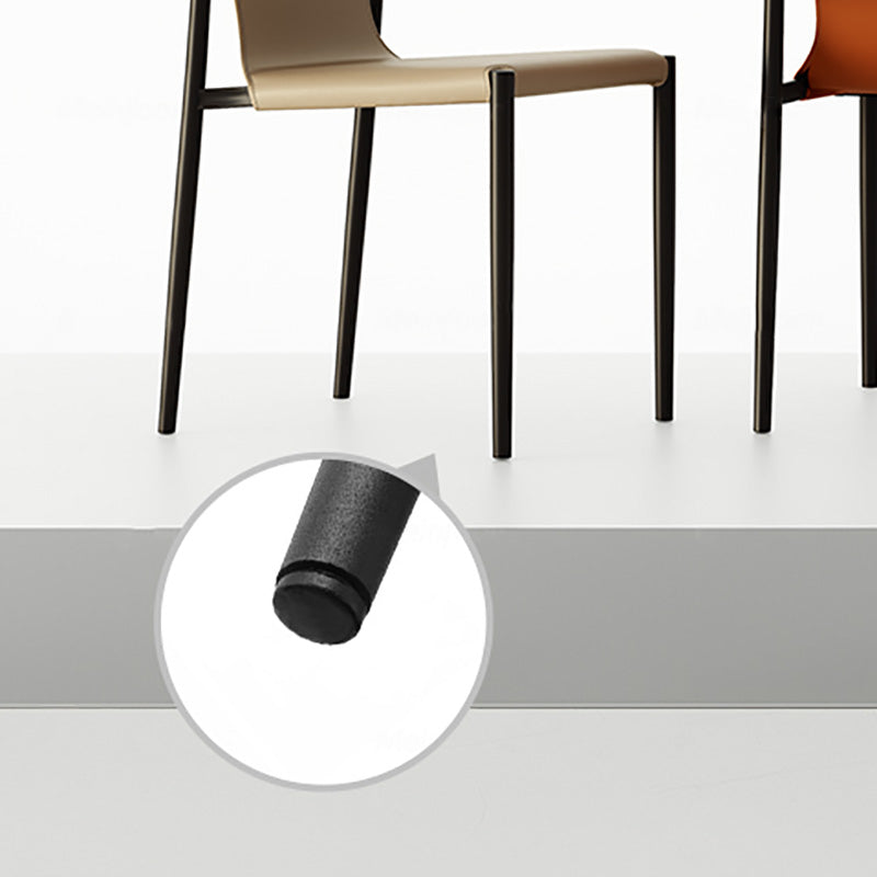 Industrial Armless Leather Chair Open Back Side Dining Chair with Metal Base