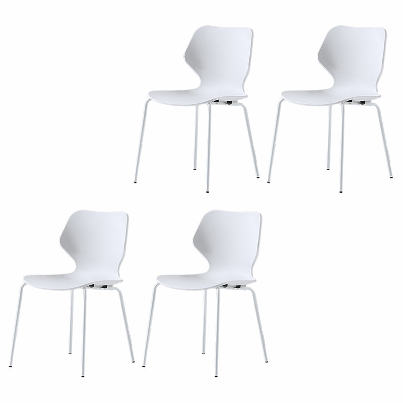 Modern Wing Back Side Chair Plastic Armless Dining Chair with Metal Base