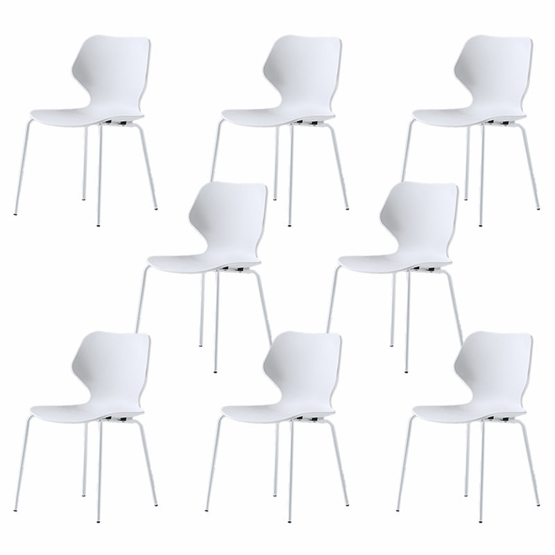 Modern Wing Back Side Chair Plastic Armless Dining Chair with Metal Base
