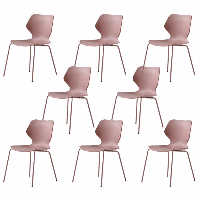 Modern Wing Back Side Chair Plastic Armless Dining Chair with Metal Base